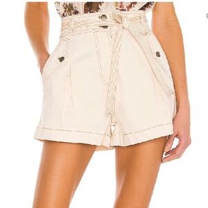 Ulla Johnson Cream High Waist Tie Shorts